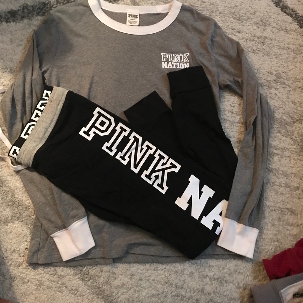 Pink (Victoria’s secret black cotton yoga pants